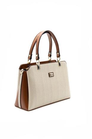 Silver & Polo SP972 Kadın El Çantası Hasır Bej-Taba