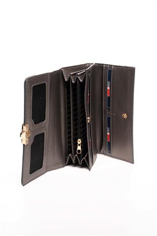 Silver & Polo SP979 Kadın Cüzdan & Kartlık Logolu A.Gümüş-Antrasit