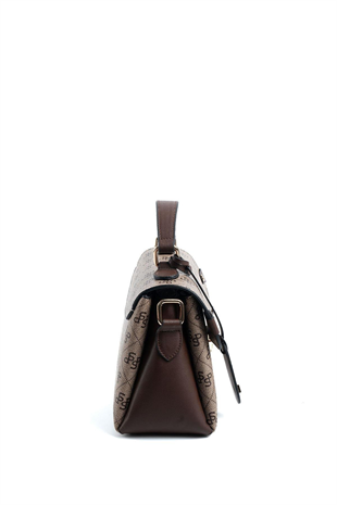 Silver & Polo SP1159 Kadın El Çantası Monogram Koyubej-Kahve