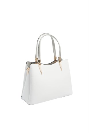 Silver & Polo SP1205 Kadın El Çantası Düz Beyaz-A.Gri