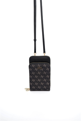 Silver & Polo SP1011 Kadın Telefon Çantası Monogram Füme-Siyah
