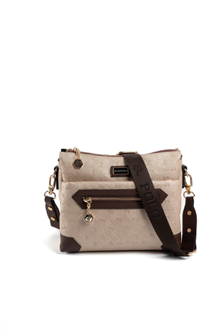 Silver & Polo SP1110 Kadın Çapraz Çanta Logolu Nut-Kahve