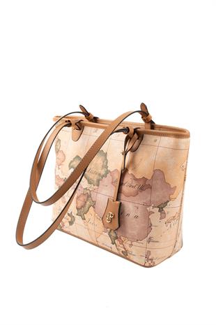 Silver Polo SP1204 Kadın Omuz Çantası Harita Pudra-A.Taba