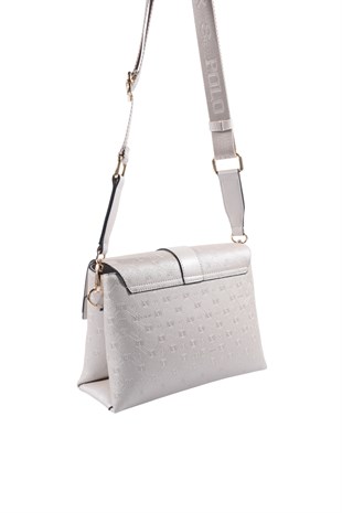 Silver & Polo SP1275 Kadın Çapraz Çanta Logolu Bej-S.Bej