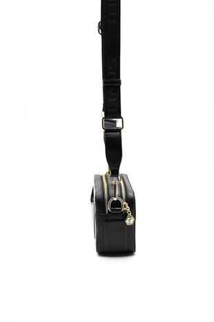 Silver & Polo SP1078 Kadın Çapraz Çanta Hasır Siyah Beyaz-Siyah