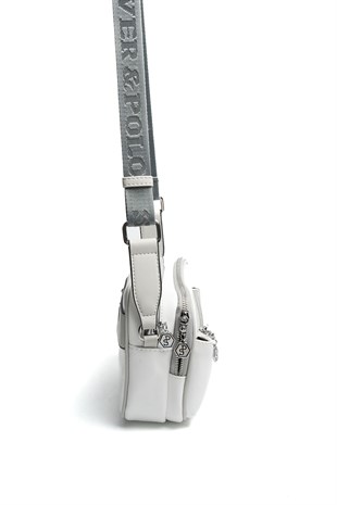 Silver Polo SP1162 Kadın Çapraz Çanta Düz Beyaz-A.Gri