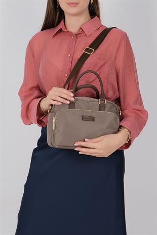 Silver & Polo SP1217 Kadın El Çantası Saten Kum-Kahve