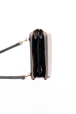 Silver & Polo SP921 Kadın Telefon Çantası Logolu A.Gümüş-Antrasit