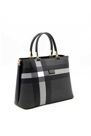 Silver & Polo SP924 Kadın El Çantası Ekose Siyah