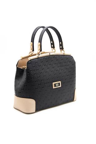 Silver & Polo SP706 Kadın El Çantası Logolu Siyah-S.Nut