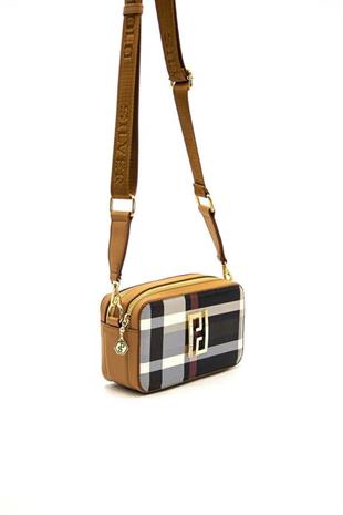 Silver & Polo SP1078 Kadın Çapraz Çanta Ekose Siyah-A.Taba