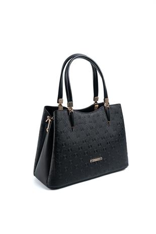 Silver & Polo SP1205 Kadın El Çantası Logolu Siyah-Siyah