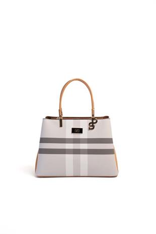 Silver & Polo SP1098 Kadın El Çantası Ekose A.Gri-A.Taba
