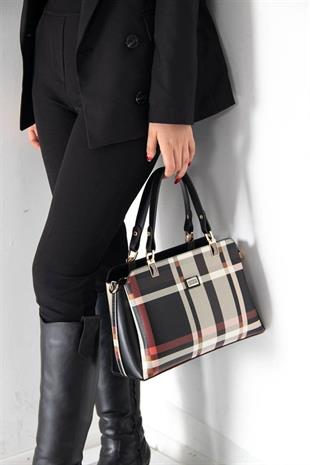 Silver & Polo SP972 Kadın El Çantası Ekose Siyah