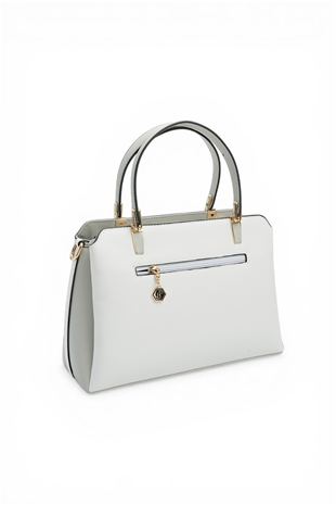 Silver & Polo SP9721 Kadın El Çantası Düz Beyaz-A.Gri