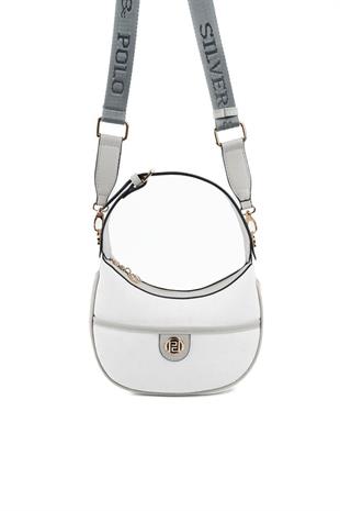 Silver & Polo SP1194 Kadın Omuz Çantası Logolu Beyaz-A.Gri