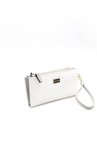Silver & Polo SP1046 Kadın Cüzdan & Kartlık Logolu Beyaz-A.Gri
