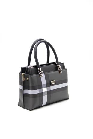 Silver & Polo SP826 Kadın El Çantası Ekose Siyah