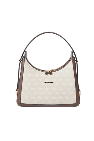 Silver Polo SP1187 Kadın Omuz Çantası Monogram Taş-Kahve