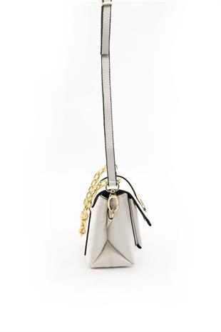 Silver & Polo SP1148 Kadın Çapraz Çanta Logolu Beyaz-Beyaz