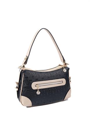 Silver & Polo SP1269 Kadın Omuz Çantası Logolu Siyah-S.Nut