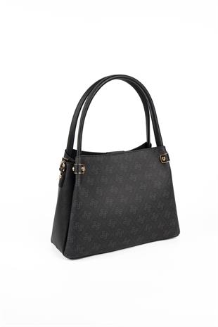 Silver & Polo SP1254 Kadın El Çantası Monogram Siyah-Siyah