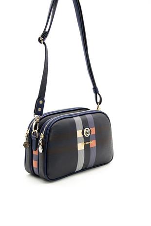 Silver & Polo SP745 Kadın Çapraz Çanta Ekose Lacivert