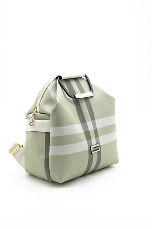 Silver & Polo SP771 Kadın Sırt Çantası Ekose A.Yeşil-Kemik