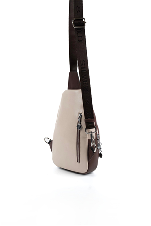 Silver & Polo SP959 Kadın Vücut Çantası Düz Bej-Kahve