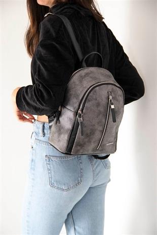 Silver & Polo SP901 Kadın Sırt Çantası Petek M.Gümüş-Siyah