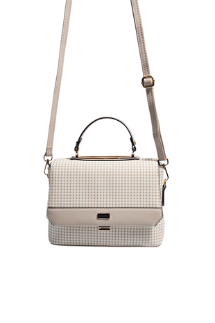 Silver & Polo SP838 Kadın Çapraz Çanta King Desen Kum-Kum Beji