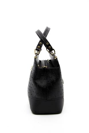 Silver & Polo SP706 Kadın El Çantası Logolu Siyah-Siyah