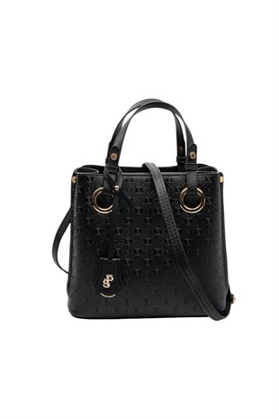 Silver & Polo SP975 Kadın El Çantası Logolu Siyah-Siyah