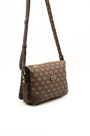 Silver & Polo SP784 Kadın Çapraz Çanta Monogram Kahve