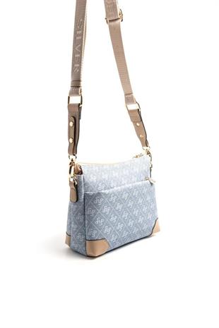 Silver & Polo SP1110 Kadın Çapraz Çanta Monogram Mavi-Ten