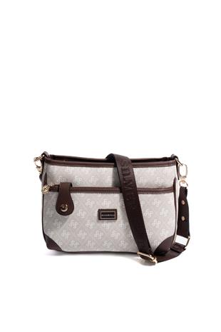 Silver & Polo SP1160 Kadın Çapraz Çanta Monogram Taş-Kahve