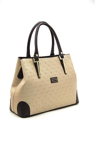 Silver & Polo SP667 Kadın El Çantası Logolu Nut-Kahve