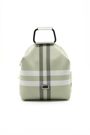 Silver & Polo SP771 Kadın Sırt Çantası Ekose A.Yeşil-Kemik