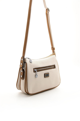 Silver & Polo SP818 Kadın Çapraz Çanta Petek Bej-A.Taba