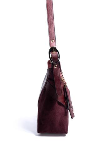 Silver & Polo SP1268 Kadın Omuz Çantası Süet Bordo-Bordo