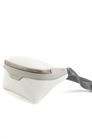 Silver & Polo SP1192 Kadın Bel Çantası Logolu Beyaz-A.Gri