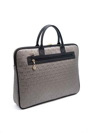 Silver & Polo SP1175 Kadın Laptop & Evrak Çantası Logolu Platin-Siyah