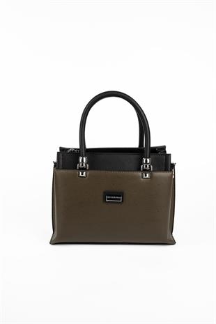 Silver & Polo SP826 Kadın El Çantası Düz Zeytuni-Siyah