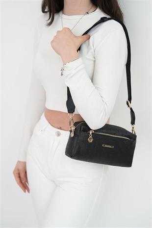 Silver Polo Siyah - Siyah Logolu Kadın Çapraz Çanta SP1142