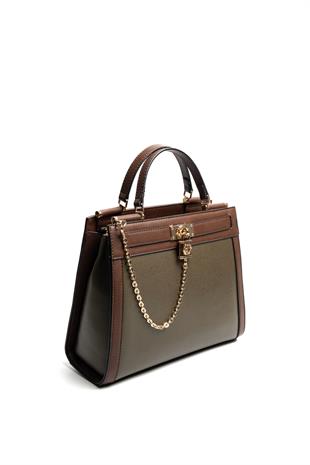 Silver & Polo SP1166 Kadın El Çantası Düz Zeytuni-Kahve
