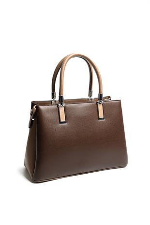 Silver & Polo SP1000 Kadın El Çantası Düz Kahve-Vizon