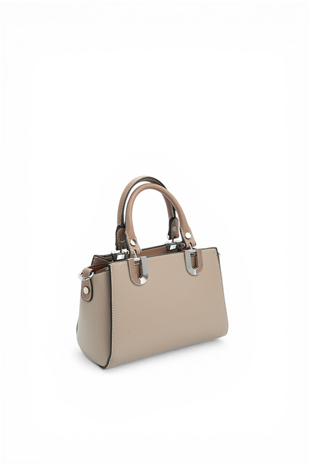 Silver & Polo SP1281 Kadın El Çantası Düz Koyu Bej-Latte