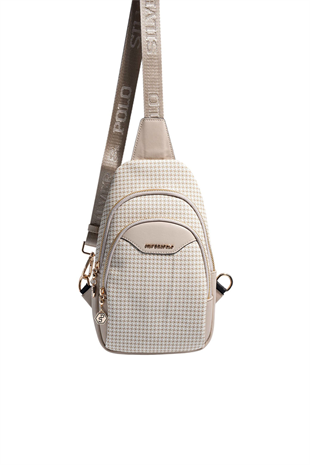 Silver & Polo SP959 Kadın Vücut Çantası King Desen Kum-Kum Beji