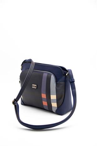 Silver & Polo SP364 Kadın Çapraz Çanta Ekose Lacivert