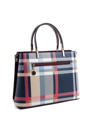 Silver & Polo SP924 Kadın El Çantası Ekose Laci-Bordo